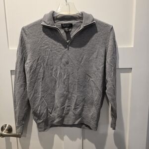 Christian Lacroix Cashmere Sweater Quarter Zip  XL Gray Extra Fine Merino Wool